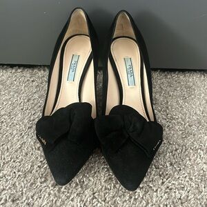 Prada Suede Heels with Bow Detail
